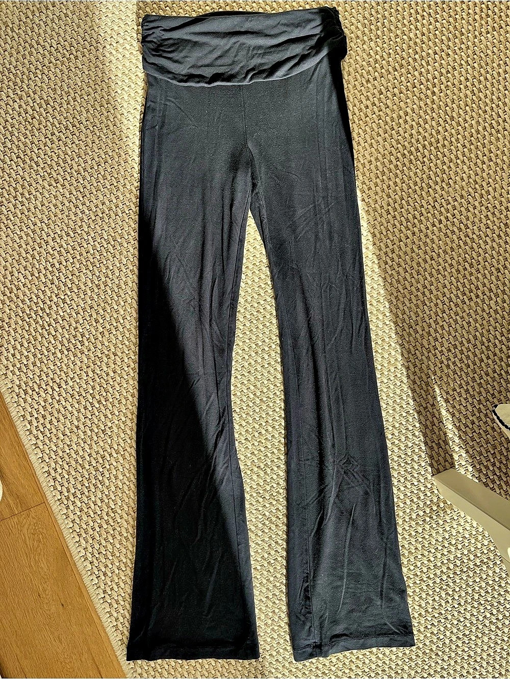 GARAGE Soft Cotton Fold Over Flare Pants Black